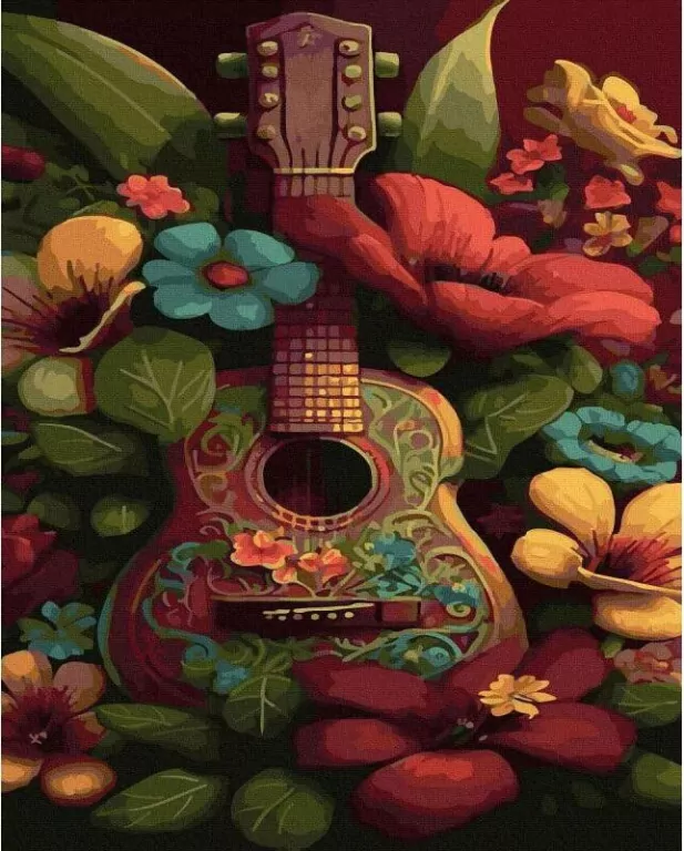 Malowanie po numerach. Gitara w ogrodzie 40x50cm - tantis.pl