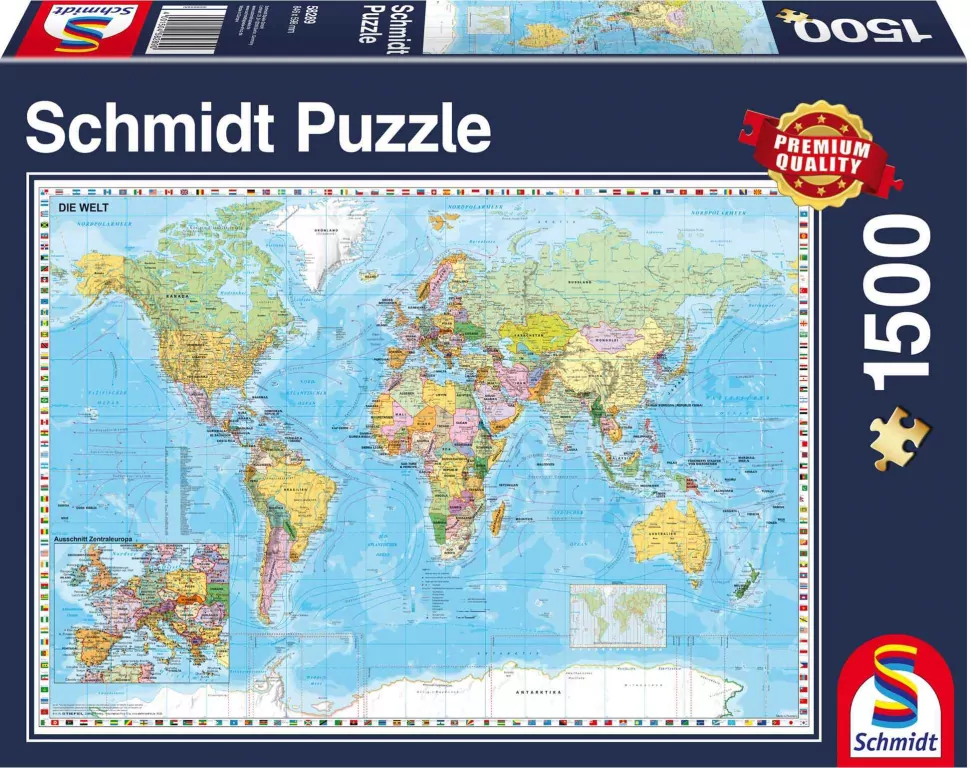 Puzzle 1500 PQ Mapa świata - tantis.pl