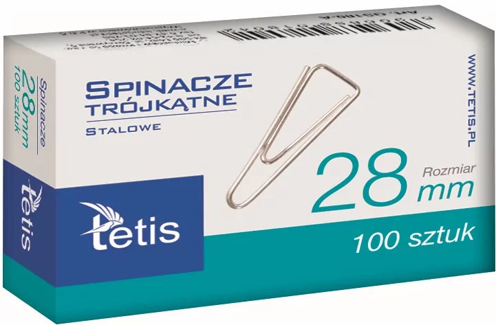 Paczka Spinacze biurowe trójkątne 28 mm 100 szt 10 sztuk - tantis.pl
