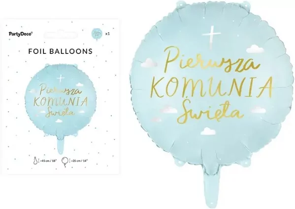 Balon foliowy Komunia Święta 45cm - tantis.pl