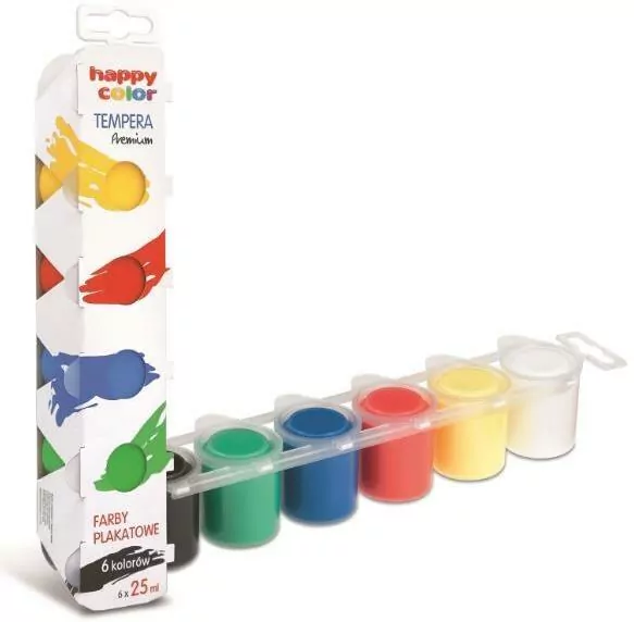 Farba plakatowa Tempera 6 kolorów HAPPY COLOR - tantis.pl