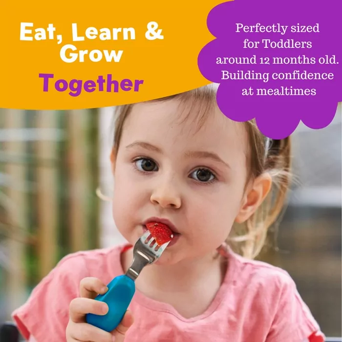 Nana's Manners 2 zestaw sztućców widelec i łyżka niebieski - tantis.pl