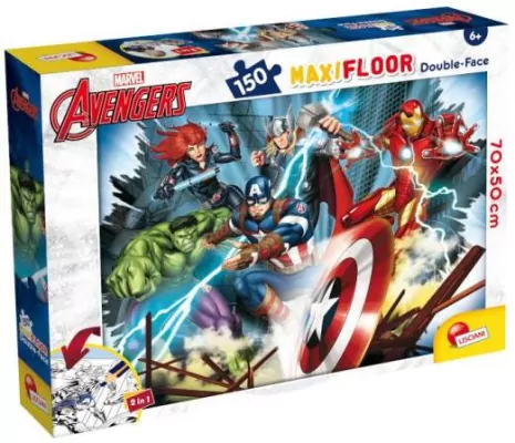 Lisciani. Puzzle 150 podłogowe dwustronne. Maxi Avengers