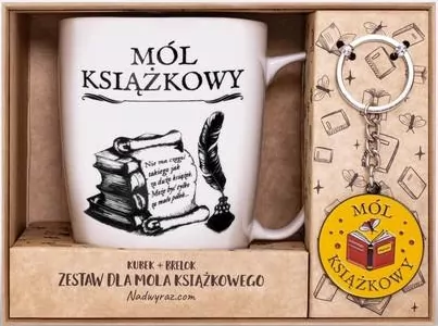 Zestaw kubek + brelok. Mól książkowy - tantis.pl