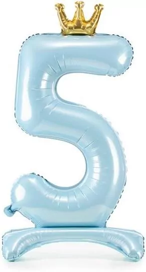 Stojący balon foliowy cyfra 5 84cm błękitny - tantis.pl