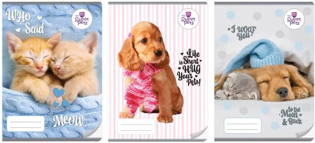 Zeszyt The sweet pets. A4/32K kolor 3-linie. 10 sztuk - tantis.pl
