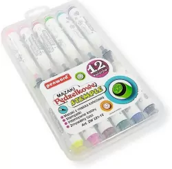 Mazaki pędzelkowe ze stemplami 12 kolorów