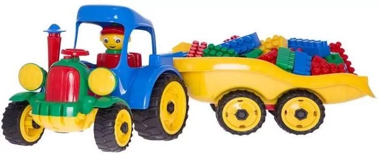 Traktor z przyczepą z klockami - tantis.pl
