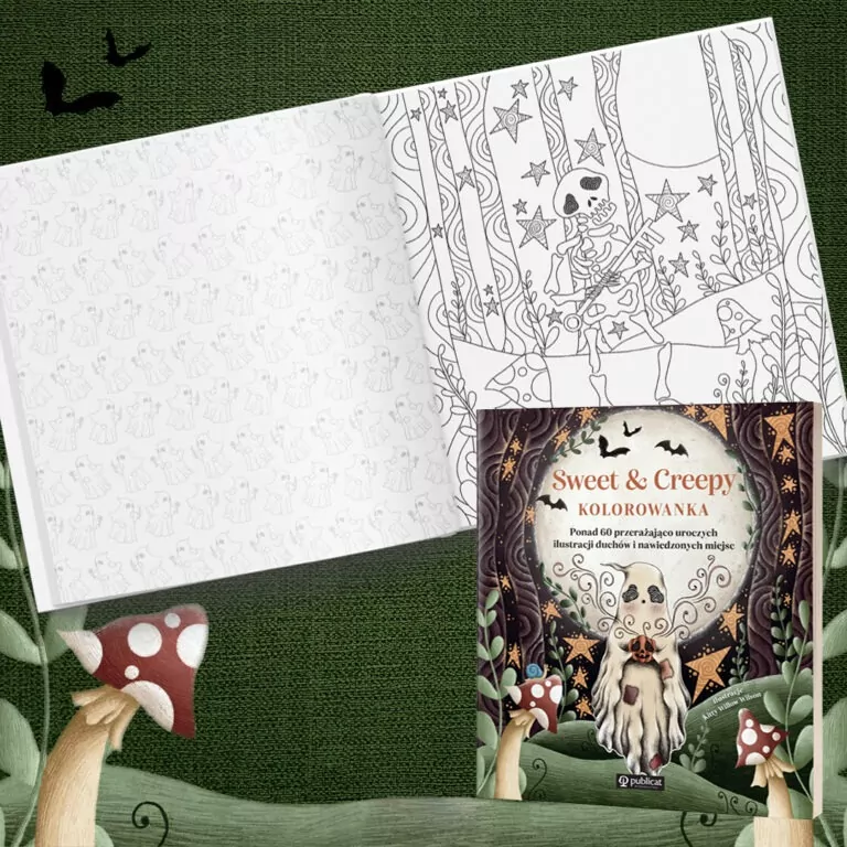 Sweet & Creepy. Kolorowanka. Ponad 60 przerażająco uroczych ilustracji duchów i nawiedzonych miejsc - tantis.pl