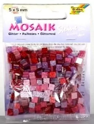 Mozaika kamyczki brokatowe 5x5mm różowe - tantis.pl