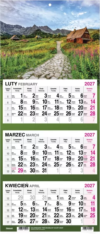 Kalendarz 2027 trójdzielny Górska droga - tantis.pl