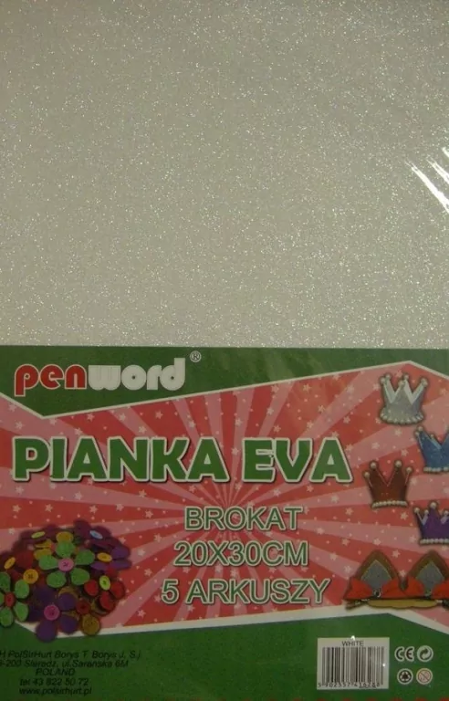 Pianka brokatowa biała 20x30cm - tantis.pl