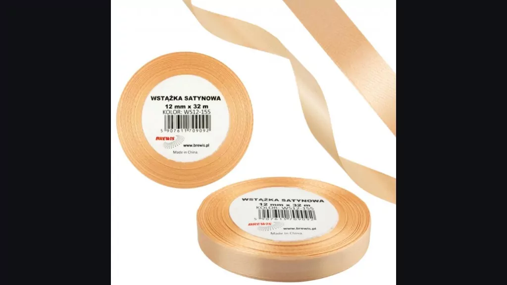 Wstążka satynowa 12mm/32m j.brzoskwiniowy - tantis.pl