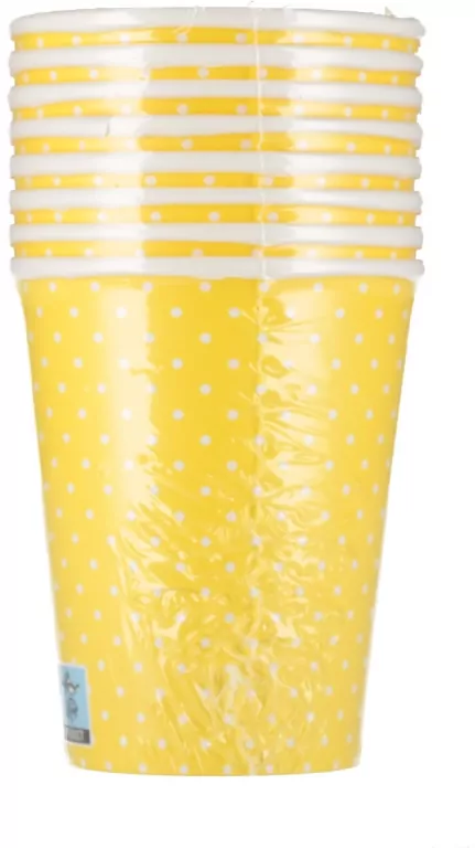 KUBEK PAP 250ML ZOL KROPKI 036809 PM OP8SZT FOL - tantis.pl