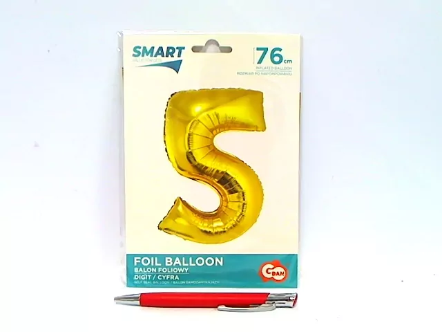 Balon foliowy cyfra 5 złota, 76 cm - tantis.pl