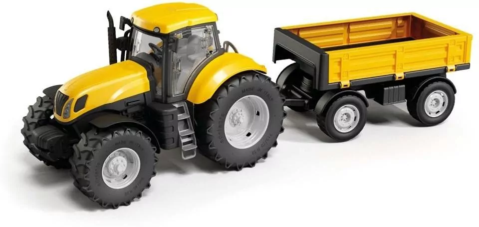 Traktor z przyczepą. Żółty - tantis.pl