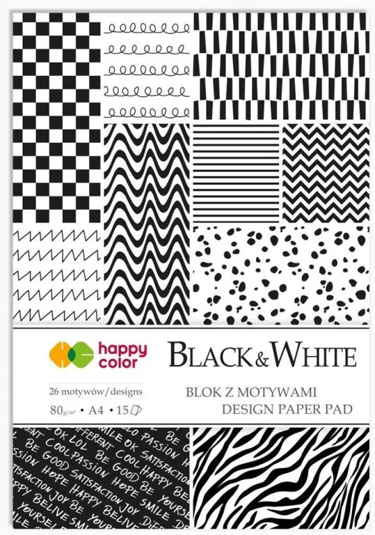 Blok z motywami Black&White A4/15K HAPPY COLOR - tantis.pl