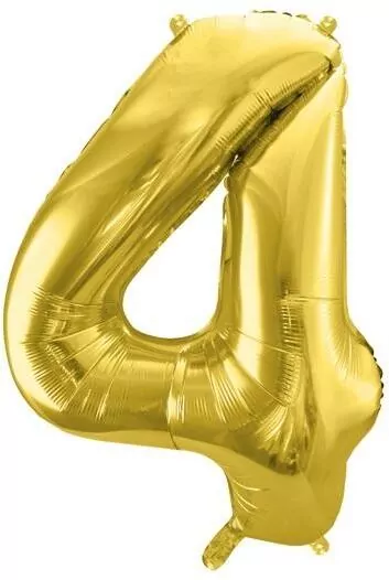 Balon foliowy cyfra 4 72cm jasny złoty - tantis.pl
