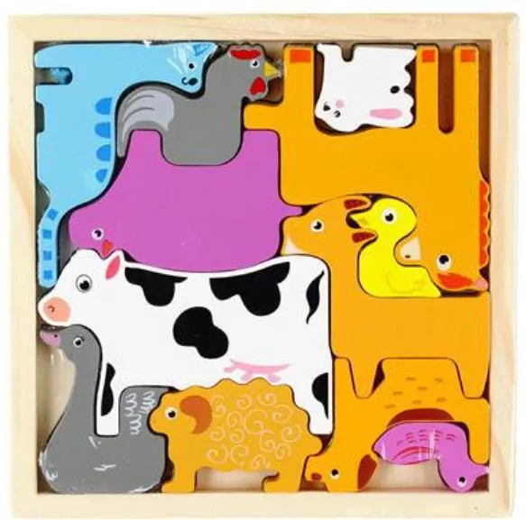 Układanka drewniana zwierzęta 12 elementów - tantis.pl