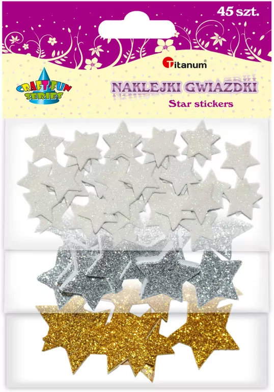 Naklejki piankowe, brokatowe. Gwiazdki. Mix - tantis.pl
