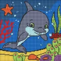 Diamentowa mozaika Kids - Uprzejmy delfin 30x30cm - tantis.pl