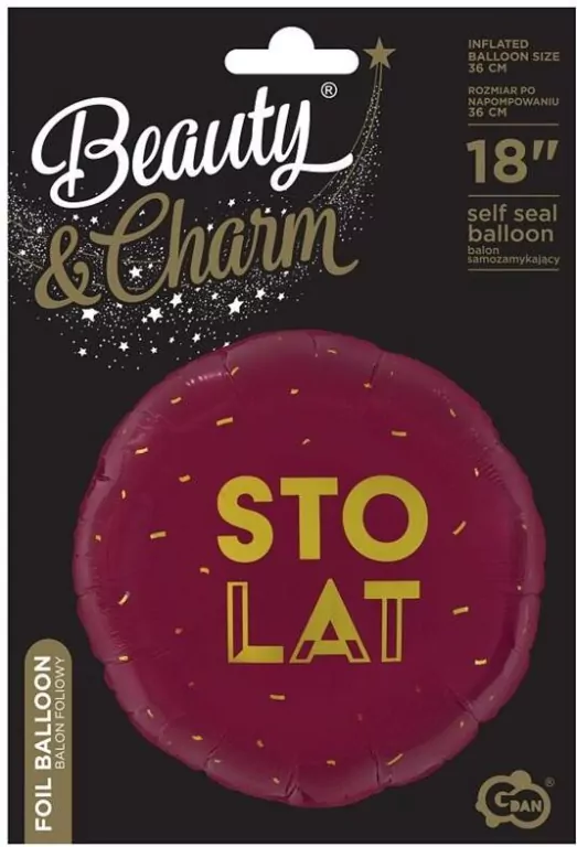 Balon foliowy Sto Lat bordowy - tantis.pl