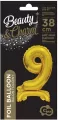 Balon foliowy B&C Cyfra stojaca "9" złota 38cm - tantis.pl