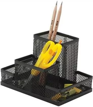 Przybornik na biurko 4 komory czarny - tantis.pl