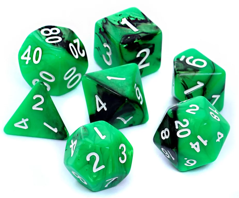 Komplet kości RPG. Zielono-czarne. Dwukolorowe. REBEL - tantis.pl