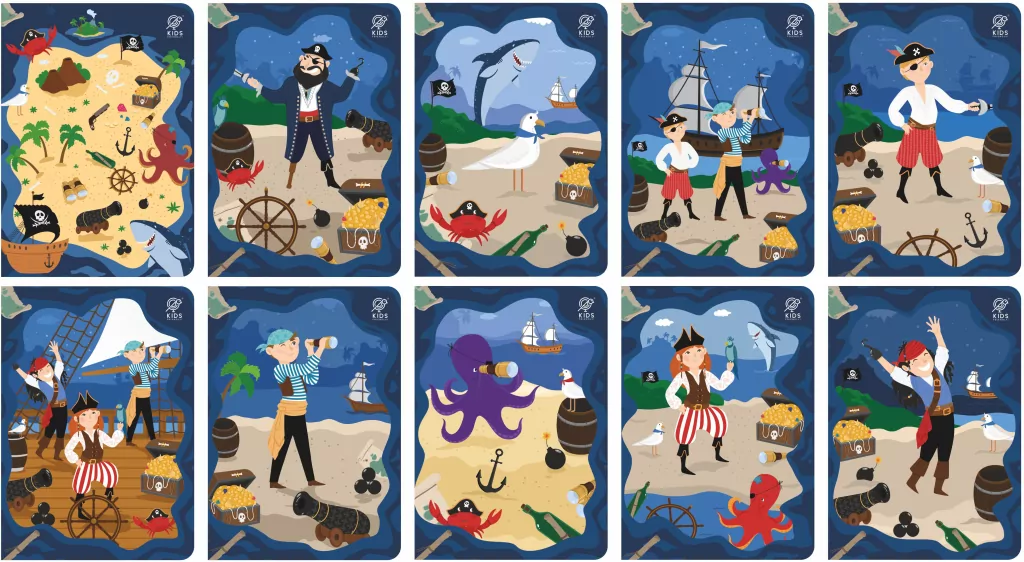 Zeszyt A5/16K 3-linia kolor Piraci - tantis.pl