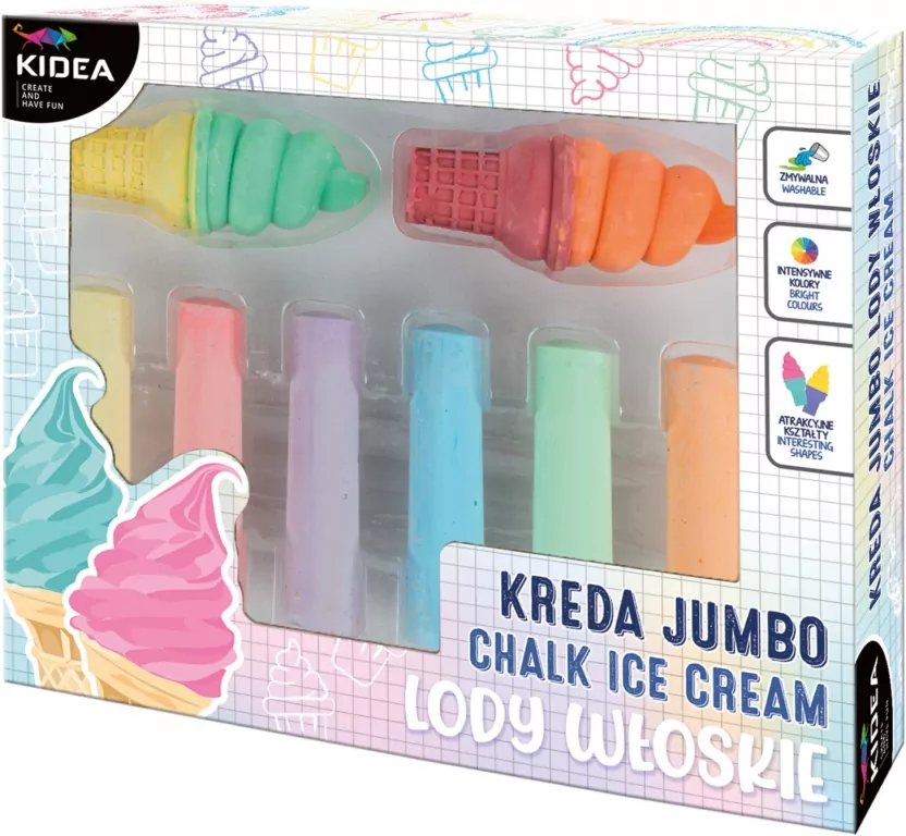 Kreda jumbo lody włoskie 8 elementów KIDEA - tantis.pl