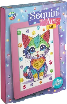 Obraz cekinowy z ramą Kot