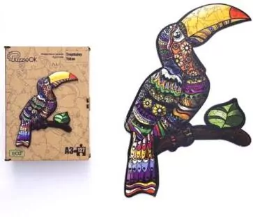 Puzzle drewniane eko 127. Tropikalny tukan - tantis.pl