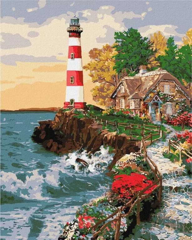 Malowanie po numerach: Dom przy latarni 40 x 50cm - tantis.pl