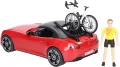 Auto Roadster czerwone z figurką kolarki i rowerem - tantis.pl