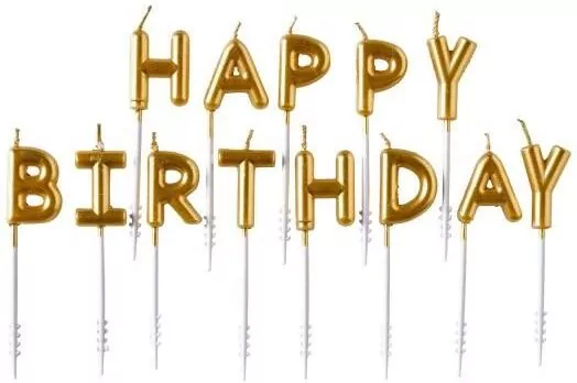 Zestaw świeczek happy birthday złote - tantis.pl