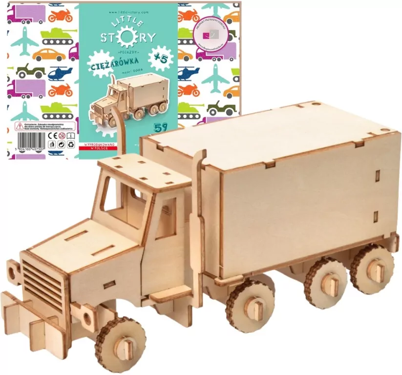 Puzzle drewniane. Model 3D. Ciężarówka - tantis.pl
