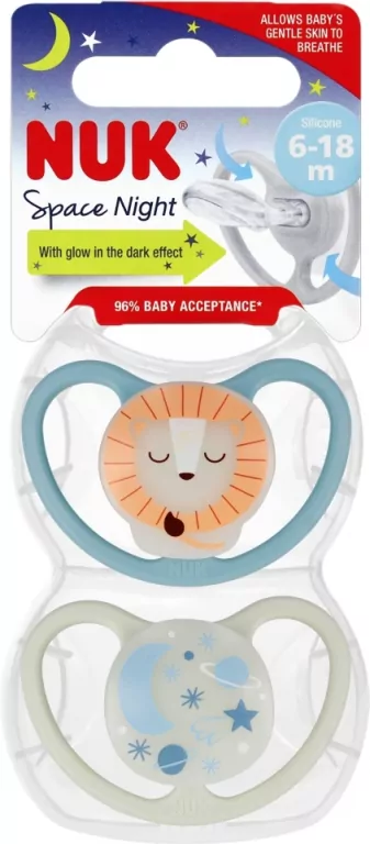 NUK. Space Night. Smoczki. 6-18 miesięcy. Lew i kosmos - tantis.pl