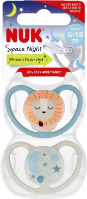 NUK. Space Night. Smoczki. 6-18 miesięcy. Lew i kosmos