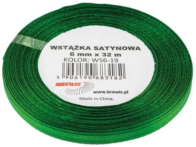 Wstążka satynowa zielona 6mmx32m - tantis.pl