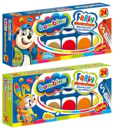 Farby akwarelowe BAMBINO 24 kolory, duża pastylka