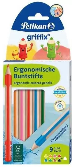 Kredki ołówkowe trójkątne Griffix 9 kolorów - tantis.pl