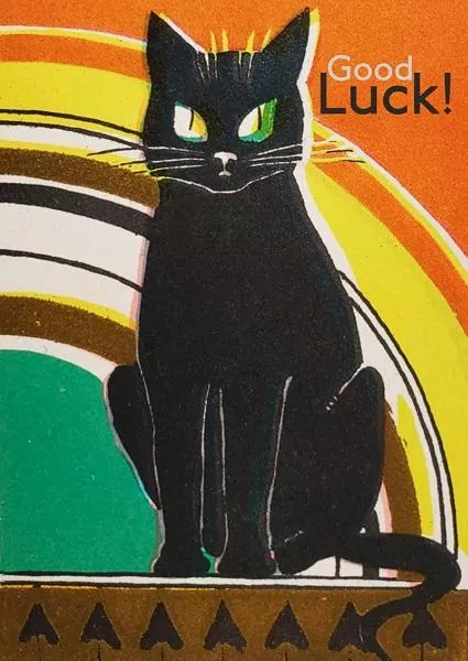 Karnet B6 z kopertą Czarny kot Good Luck Vintage - tantis.pl