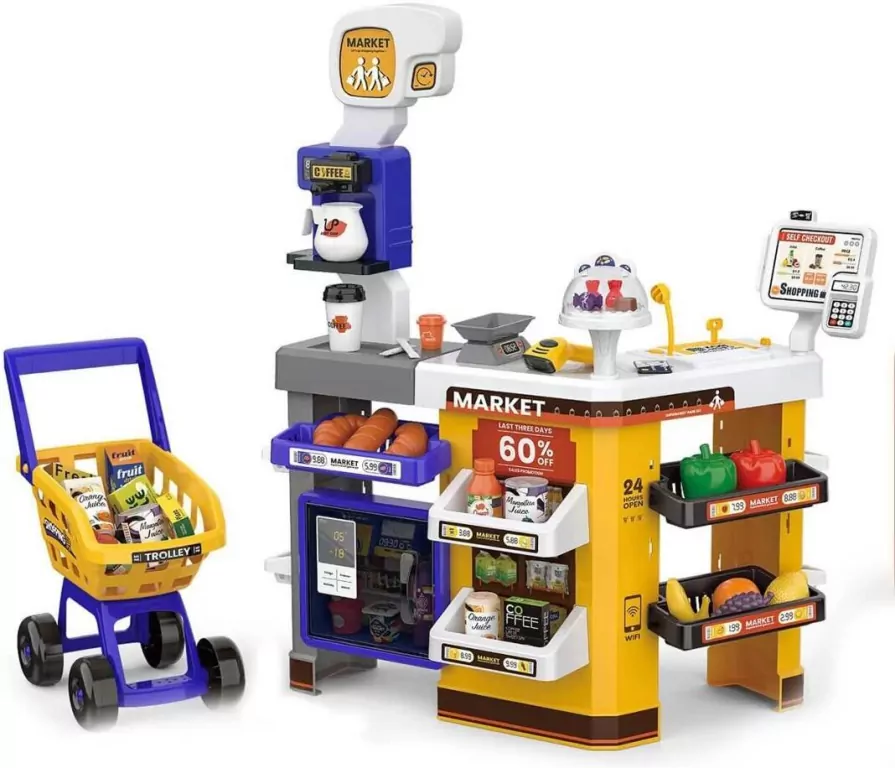 Supermarket z wózkiem sklepowym i akcesoriami - tantis.pl