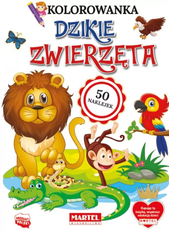 Kolorowanka Dzikie zwierzęta z naklejkami - tantis.pl