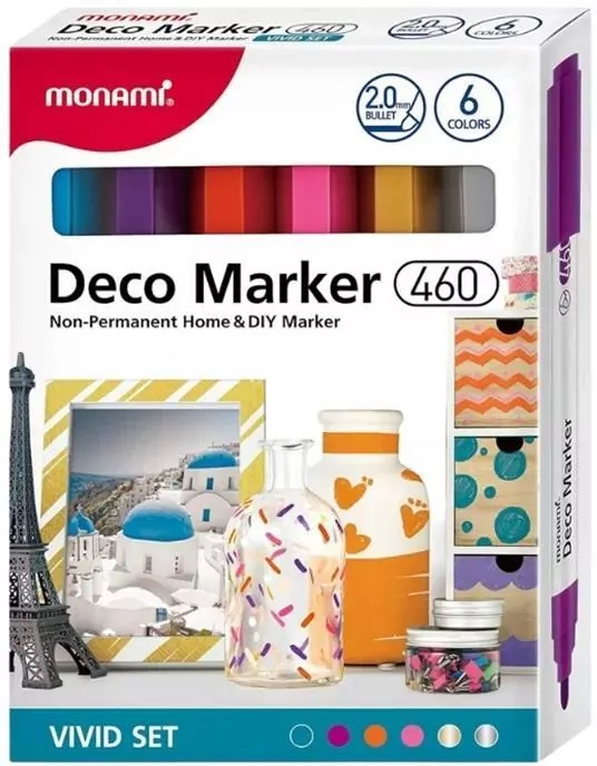 Markery akrylowe Deco Marker 6kol vivid MONAMI - tantis.pl