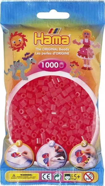 Hama Midi Koraliki w woreczku 1000 czerwone neonowe - tantis.pl