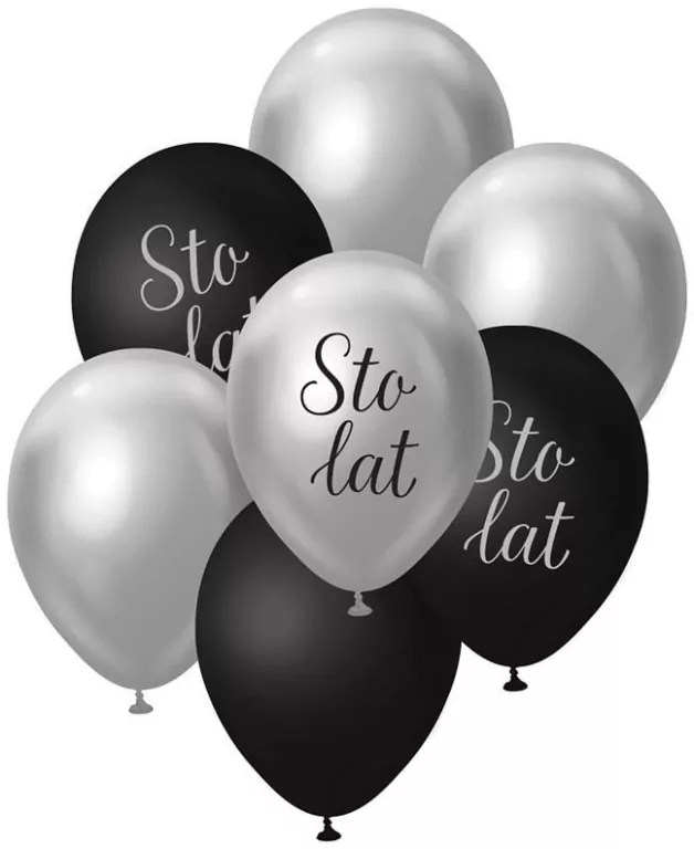 Balony B&C bukiet srebrno-czarny sto lat - tantis.pl
