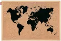 Tablica korkowa nadruk Mapa Świata 60x40cm czarna - tantis.pl