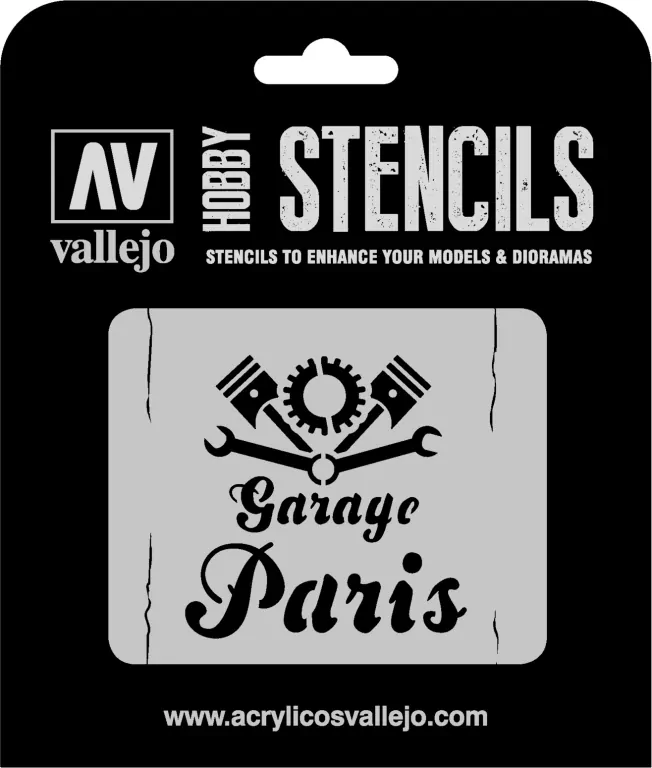 Vallejo: ST-LET001 - Stencils - Vintage Garage Sign - tantis.pl